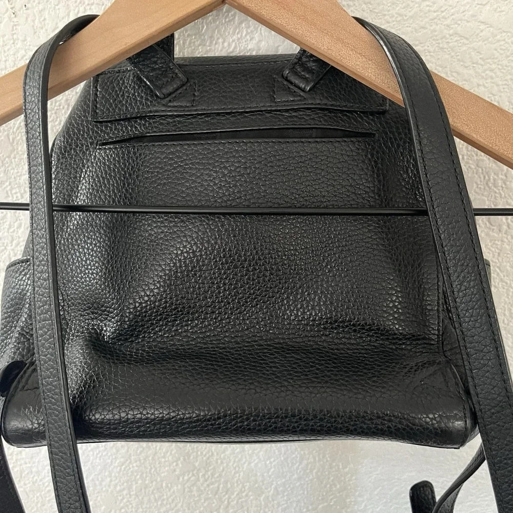 Tory Burch McGraw Black Pebbled Leather Backpack Tassel Double T Logo Stains